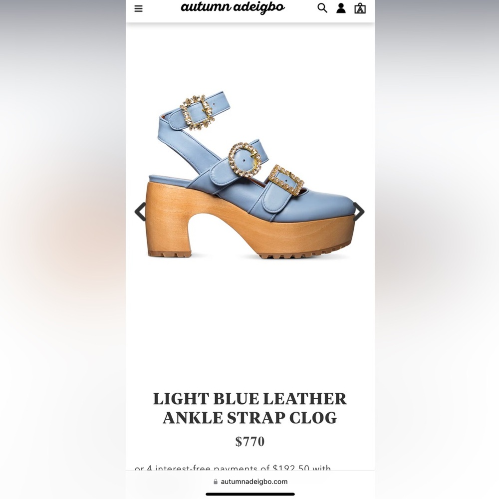 Autumn Adeigbo Clog Shoes Sz 37 Light Blue Brand New No Box